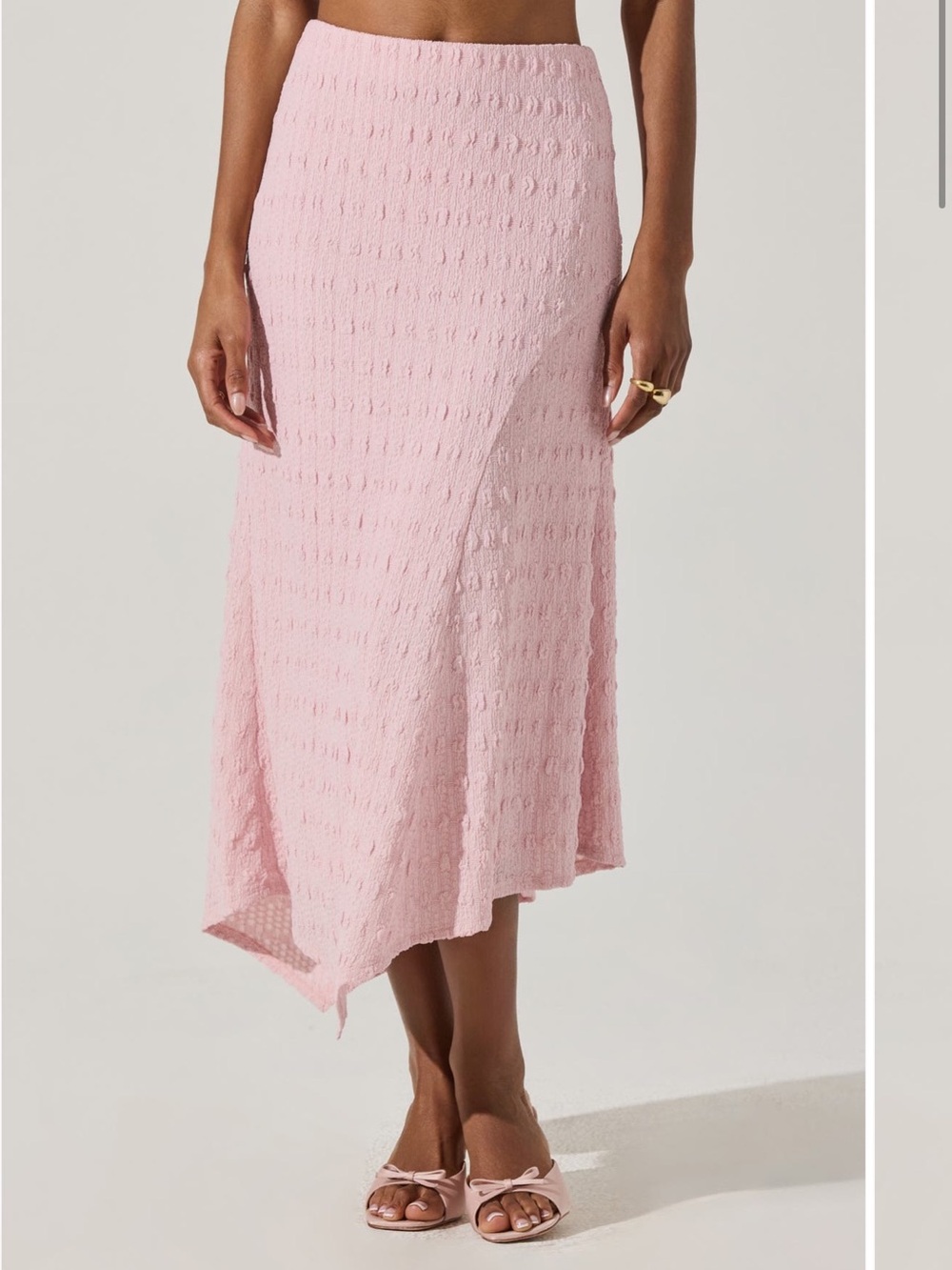 Astr Pale Pink Asymmetrical Midi Skirt